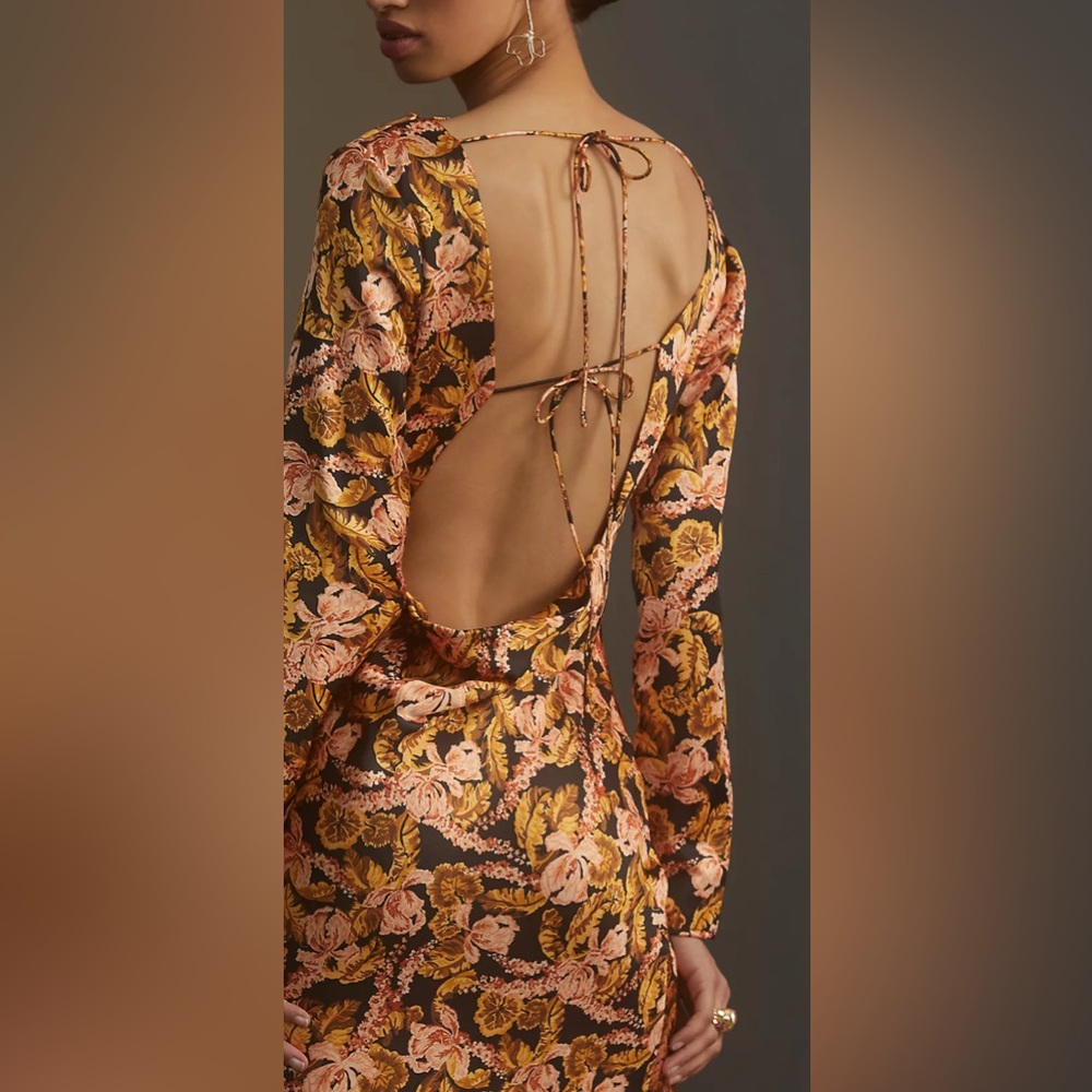 SIGNIFICANT OTHER AIIFOS Evie Pleated Cut-Out Midi Dress, Floral Long Sleeve - Picture 8 of 14